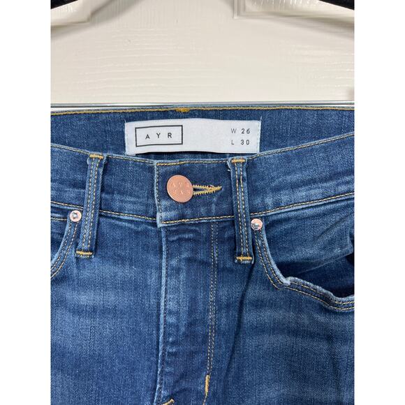 AYR Denim High Rise Skinny Leg Jeans Distressed Medium Blue Wash Capsule Easy - Picture 3 of 8